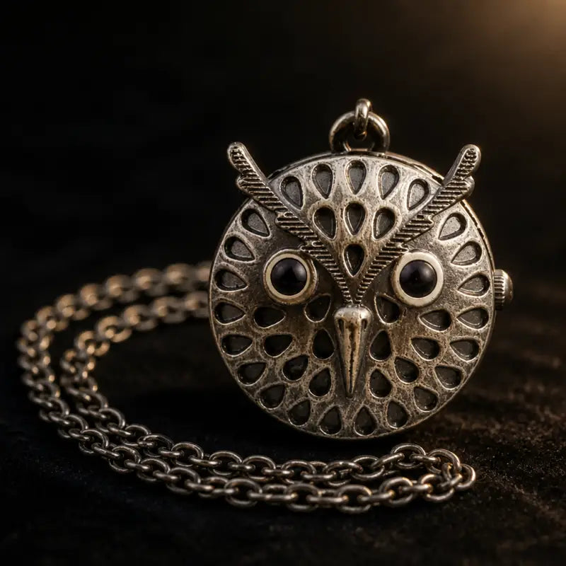 Taschenuhr-Eulen-Halskette für Damen