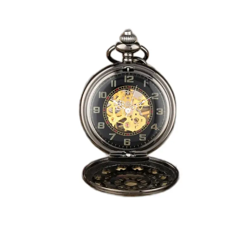 Antike schwarze mechanische Steampunk-Luxus-Taschenuhr
