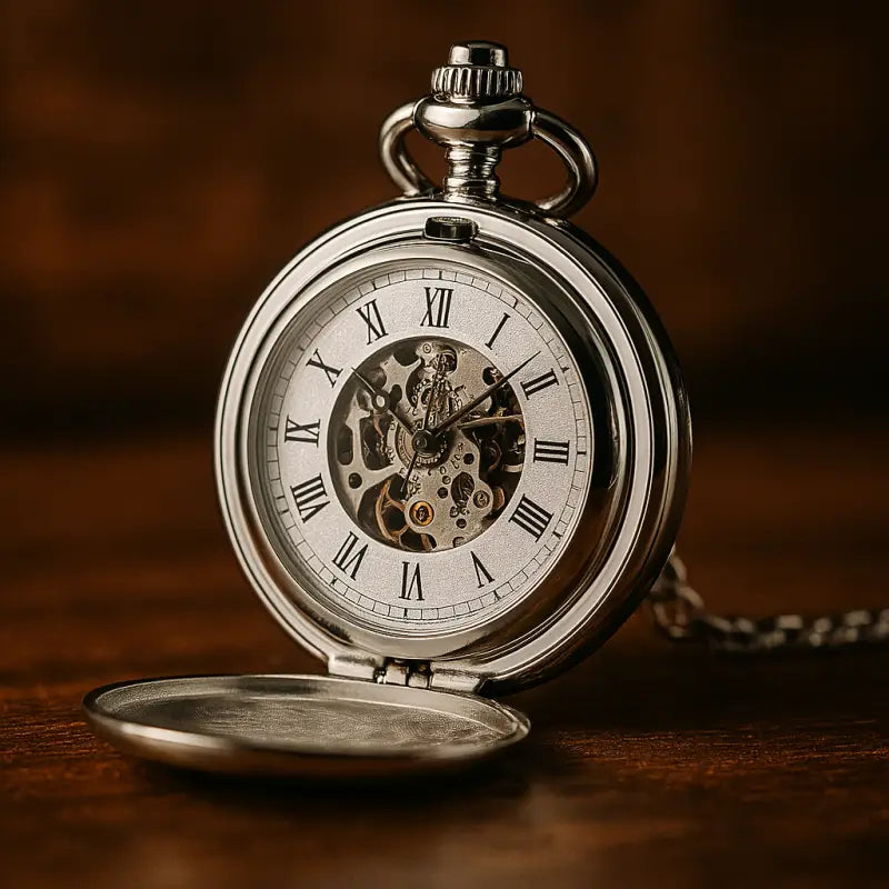 Luxuriöse silberne Taschenuhr mit Doppelklappe