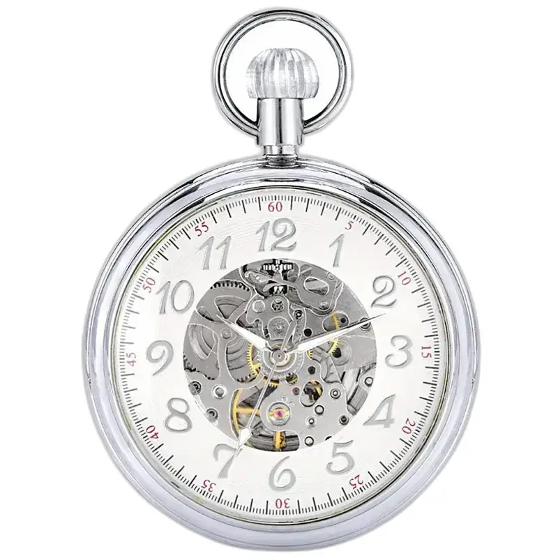 Silberne automatische Taschenuhr mit offenem Zifferblatt