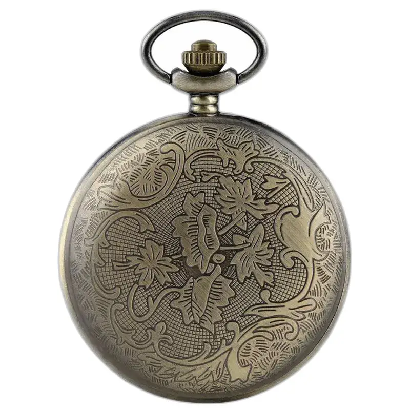 Taschenuhr mit Vintage-Blumen-Bronze-Halskette