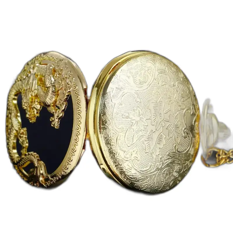 Damen-Taschenuhr mit Gold-Quarz-Halskette