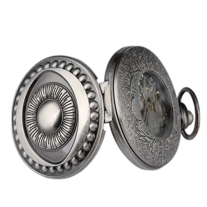 Prächtige Taschenuhr aus Kupfer im Vintage-Chic-Stil mit elegantem silbernem Zifferblatt
