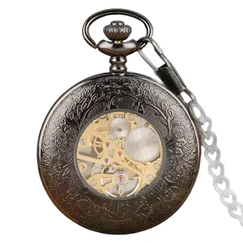 Dark Machine Illusion Taschenuhr mit sichtbarem Mechanismus und kunstvollem Design