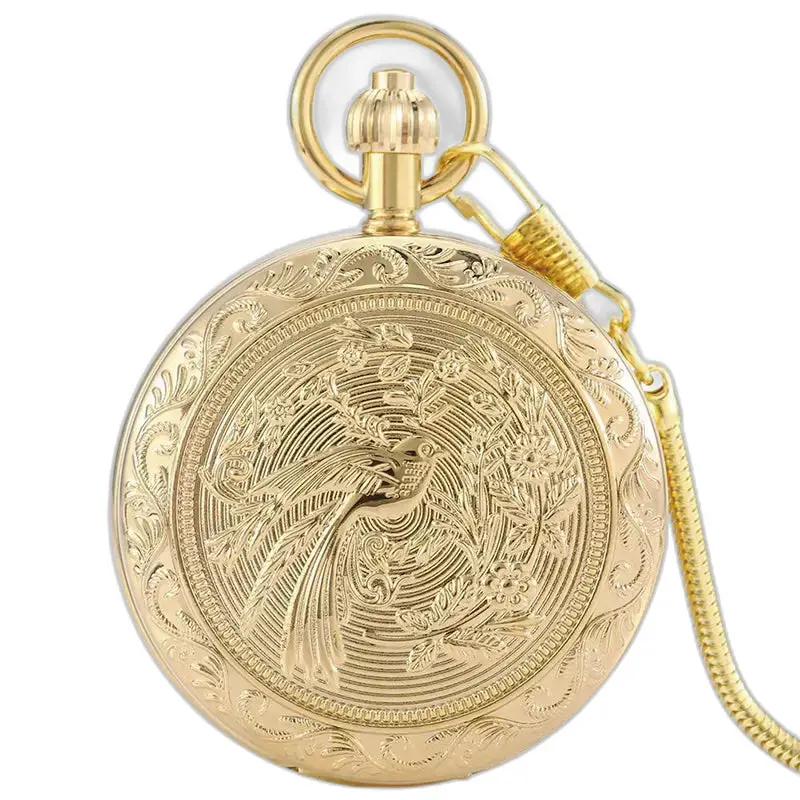 Golden Luxe Double Chasseur Taschenuhr, elegante verzierte Golduhr