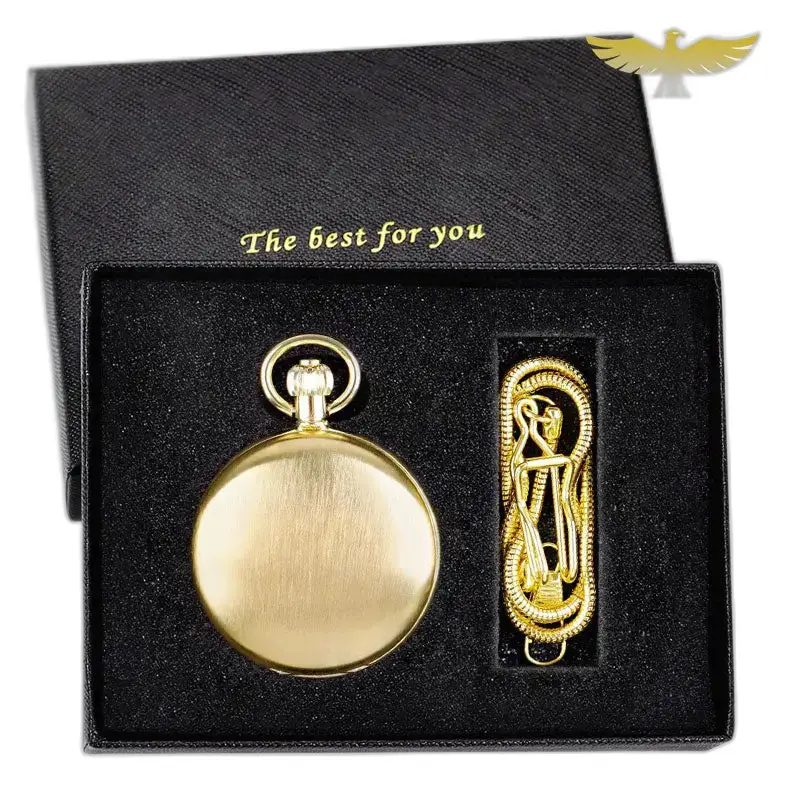 Double Chasseur Luxus-Taschenuhr für Herren und Damen mit Kette in schwarzer Box