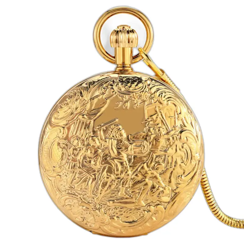 Luxuriöse goldene Taschenuhr mit doppelter Klappe und elegantem und raffiniertem Design