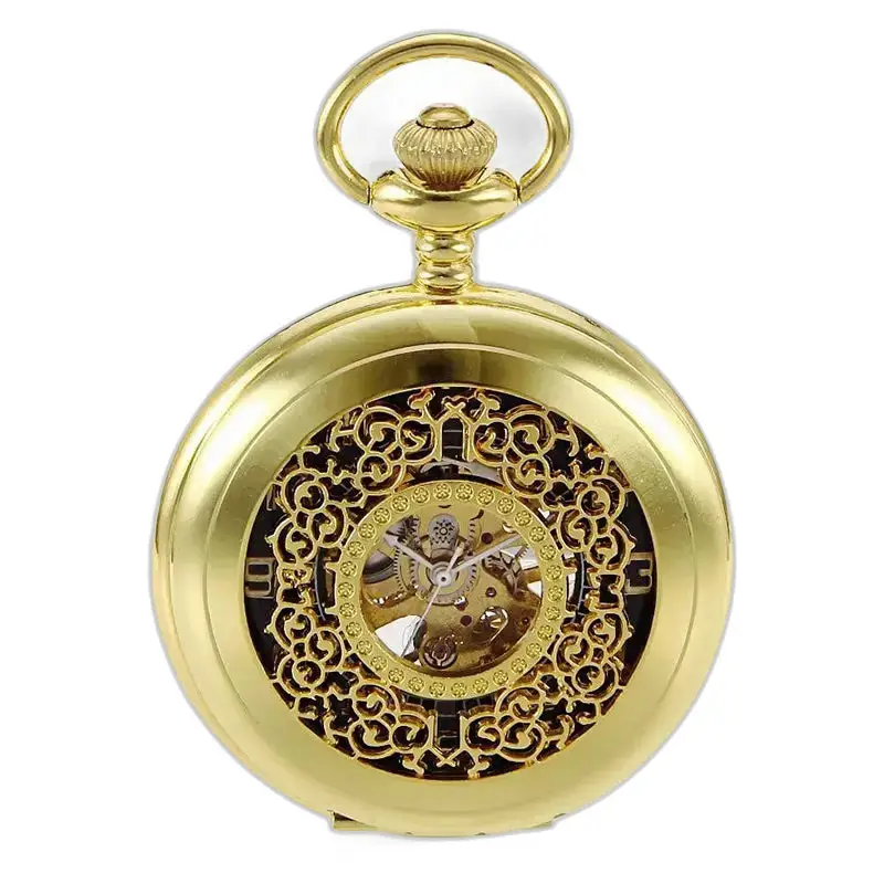 Goldene Damentaschenuhr im schicken Stil, mechanisch mit Handaufzug, elegant und raffiniert