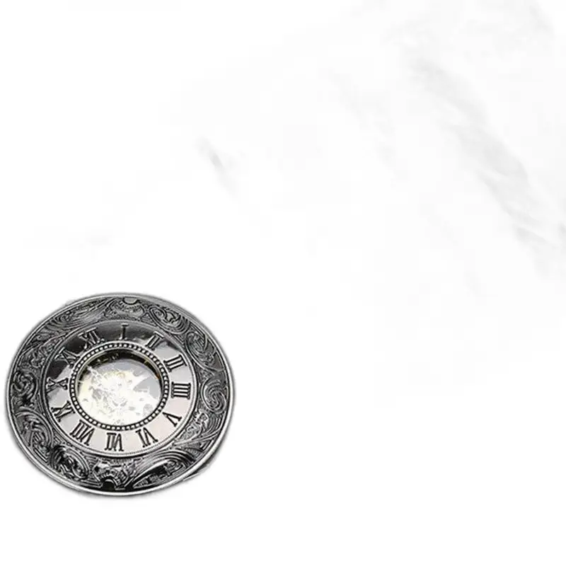 Luxuriöse silber-schwarze Taschenuhr mit eleganten römischen Ziffern und silbernem Zifferblatt