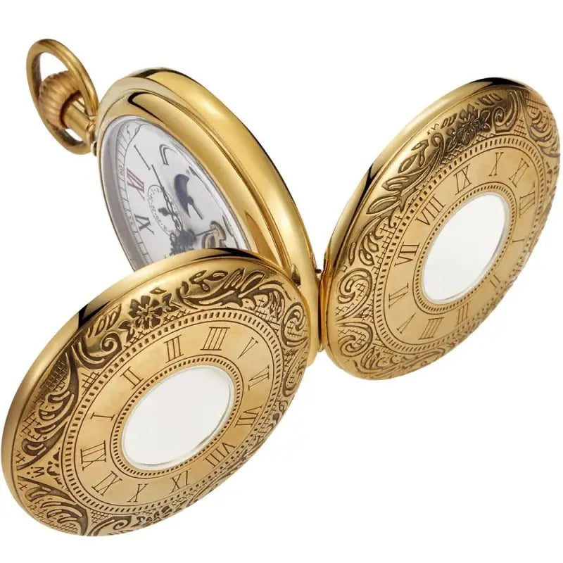 Luxuriöse Doppel-Demi-Chasseur-Taschenuhr mit wunderschönem Goldzifferblatt