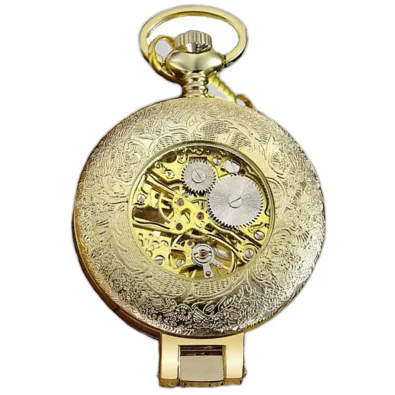 Luxuriöse Taschenuhr der Marke Orkina Silver mit goldenem mechanischem Uhrwerk