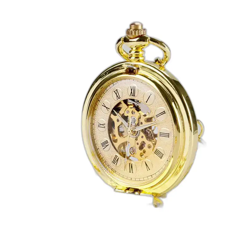 Luxuriöse mechanische Taschenuhr mit goldenem Handaufzug und mechanischem Uhrwerk