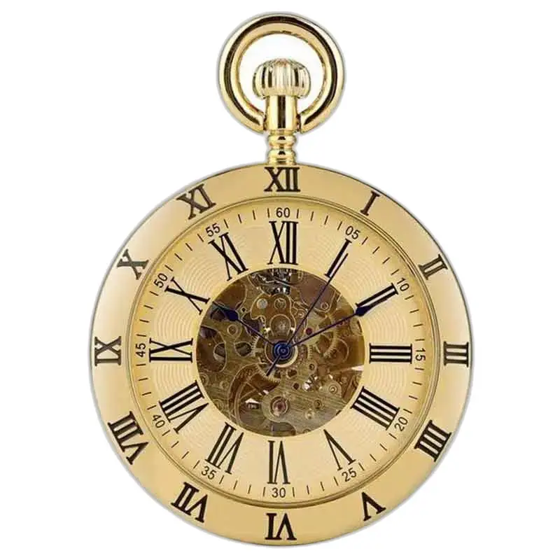 Pierre D'or Luxus-Taschenuhr mit sichtbaren Zahnrädern und elegantem Goldfinish