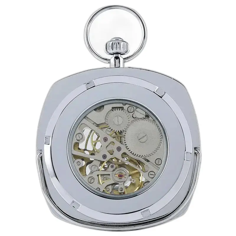 Silberne mechanische Taschenuhr mit elegantem und luxuriösem offenem Zifferblatt