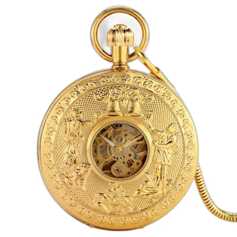 Mechanische Taschenuhr Golden Bell Luxe mit elegantem Golddesign