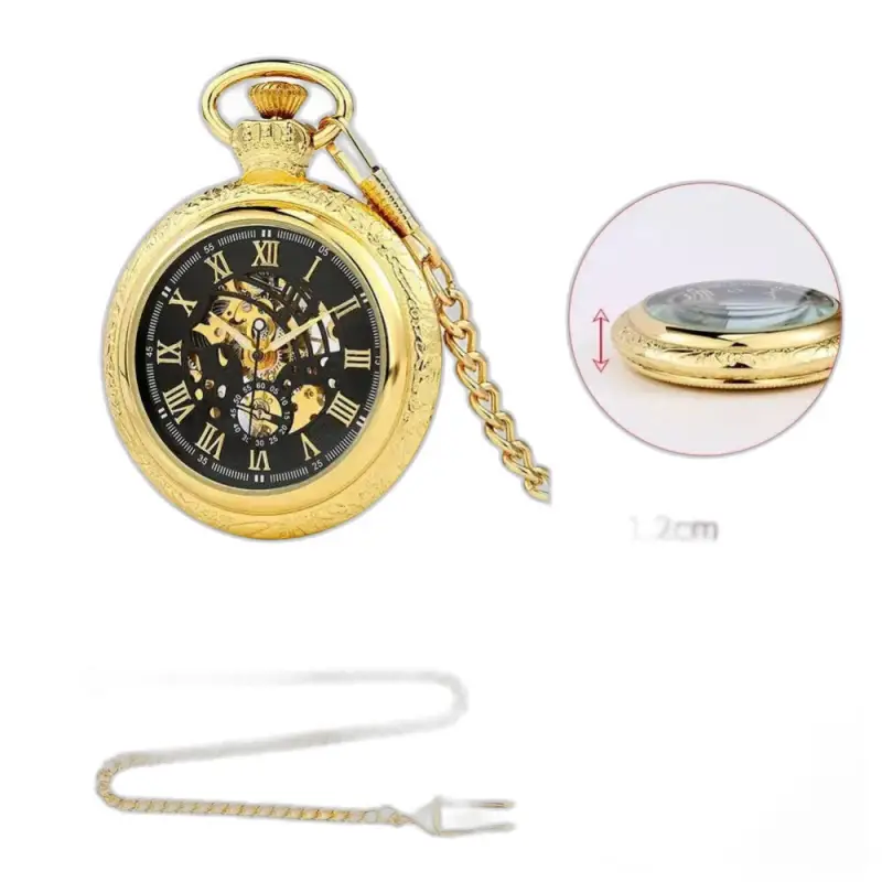 Goldenheirloom Luxe mechanische Taschenuhr für Herren mit Goldkette