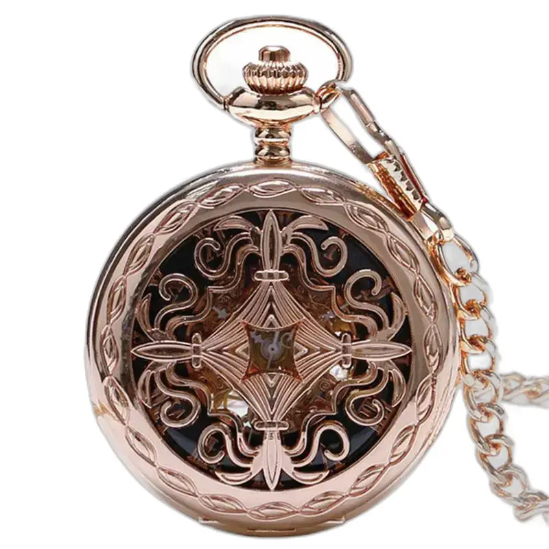 Mechanische Lady-Taschenuhr aus Roségold mit elegantem Roségold-Design