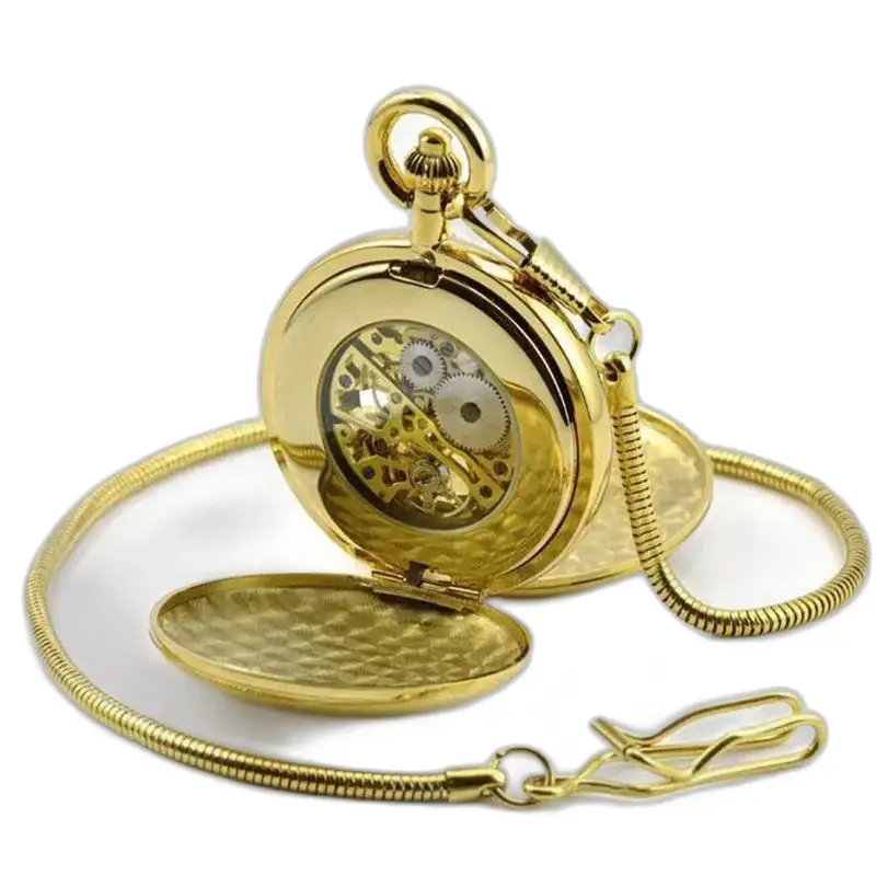 Royale Double Mechanical Luxus-Taschenuhr mit Goldkette