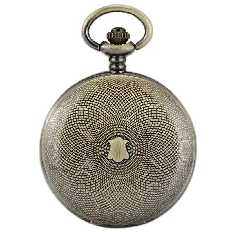 Taschenuhr im Demi-Chasseur-Stil mit Bronzegehäuse und gemustertem Zifferblatt