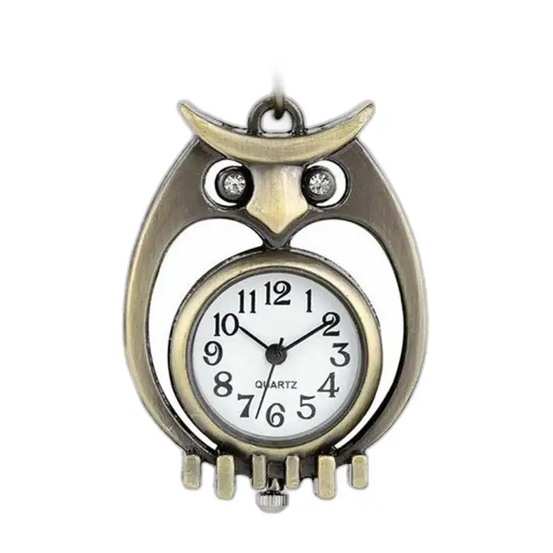 Vintage Bronze Eulenuhr mit Kette, eulenförmiger Anhänger