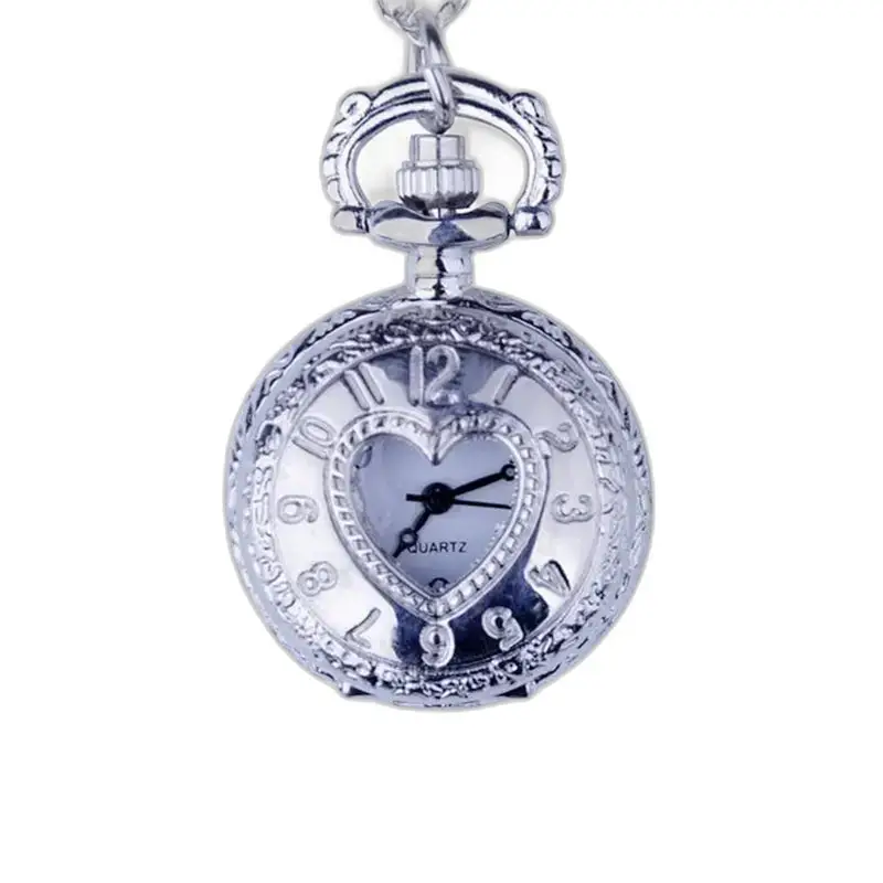 Antike Herz-Halskettenuhr Vintage Silber Bronze mit herzförmiger Halskettenuhr