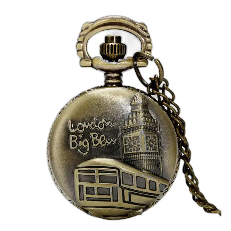 Big Ben Bronze Fantasy-Halskettenuhr mit London-Design im Bronzeton