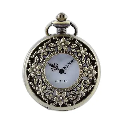 Vintage-Damen-Bronze-Blumen-Halskettenuhr mit elegantem bronzefarbenem Blumendekor