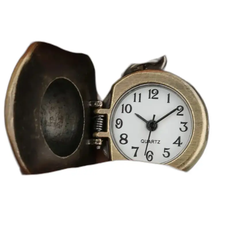 Originale Hut-Halskettenuhr aus Bronze mit aufklappbarem Bronzedeckel