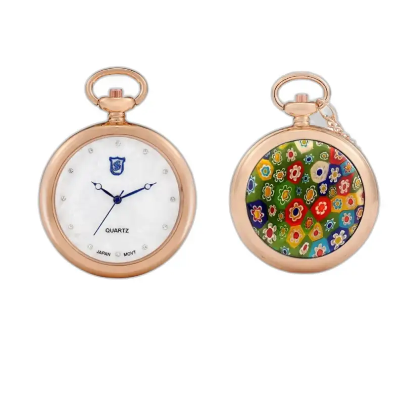 Zwei Roségold-Quarz-Halskettenuhren, Modern Lady Rose Quartz-Halskettenuhr