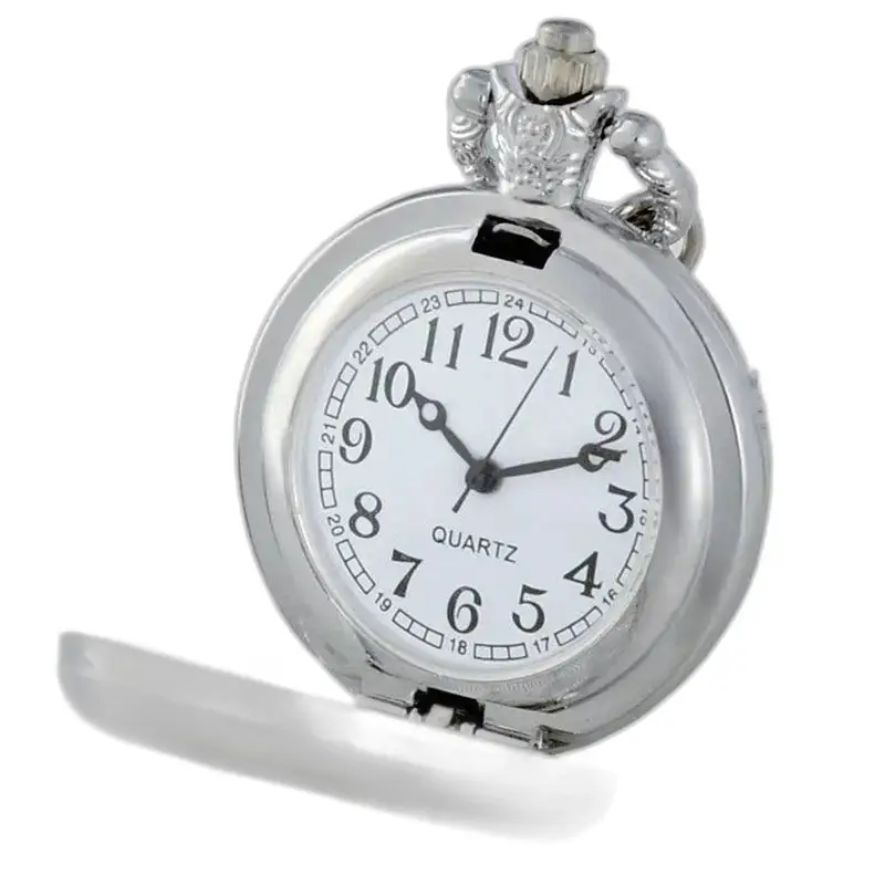 Vintage Bienenkönigin Halskettenuhr mit offenem Zifferblatt, silberne Taschenuhr