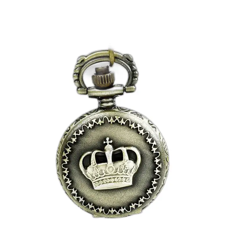 Royal Crown Vintage Bronze Halskettenuhr mit antiker Krone verzierter Taschenuhr