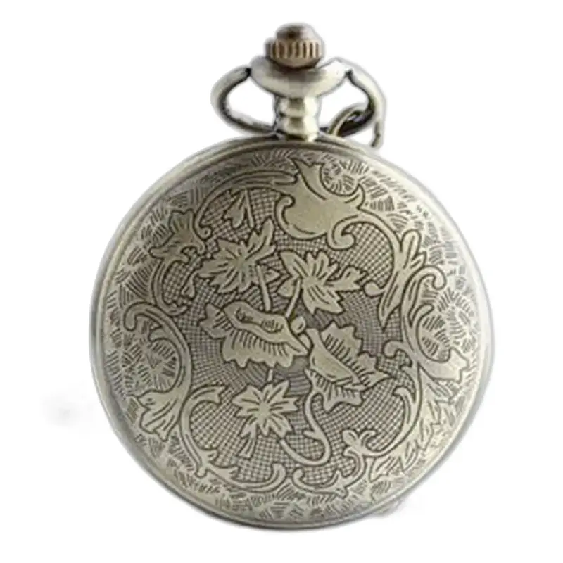 Silberne Vintage-Collier-Uhr mit eleganten Blumendetails
