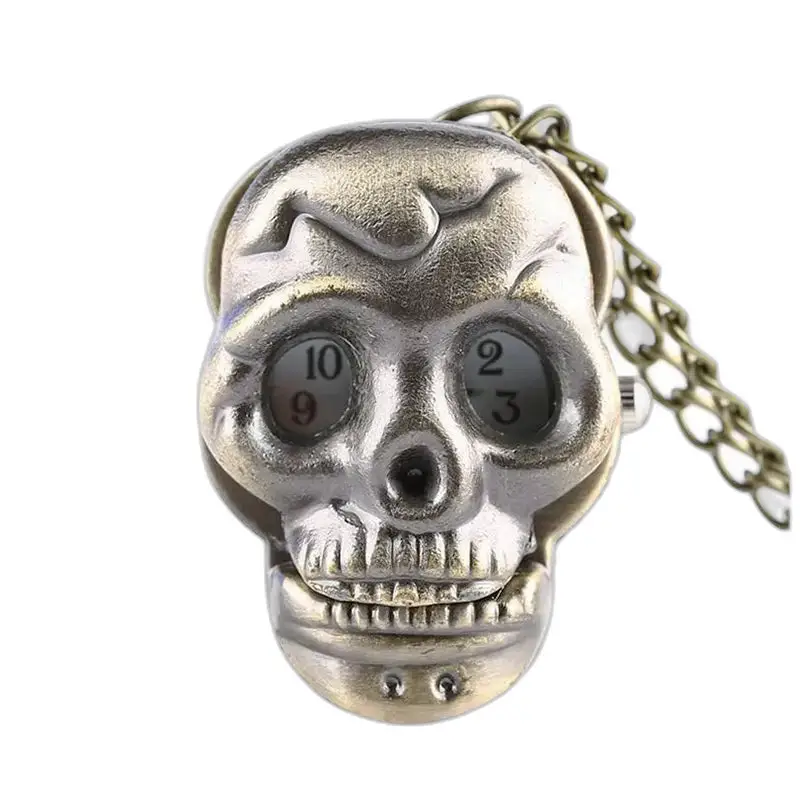 Vintage Gothic Totenkopf-Halskettenuhr mit Kette für Männer und Frauen
