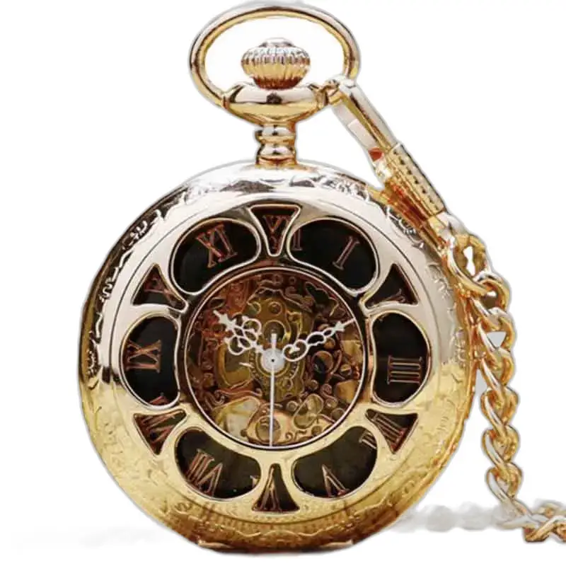 Luxuriöse Gold-Smaragd-Taschenuhr in Gold mit raffinierter Kette