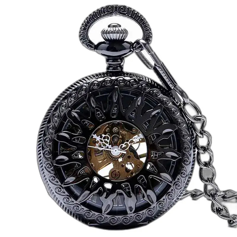 Steampunk-Taschenuhr aus Titan mit elegantem schwarzem Design
