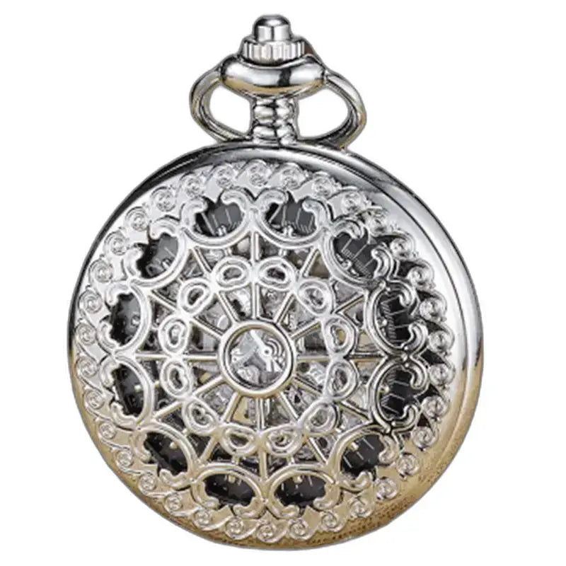 Full Hunter Taschenuhr in silberner Filigranarbeit mit Handaufzug und mechanischem Uhrwerk