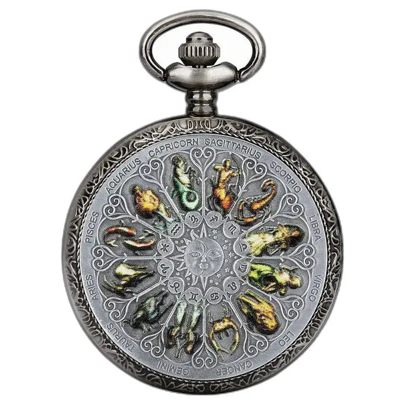 Vintage-Horoskop-Taschenuhr mit elegantem Sternzeichen-Design