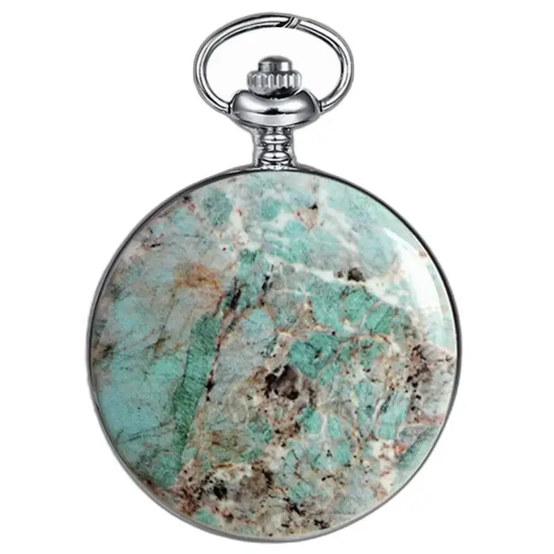 Luxuriöse mechanische Taschenuhr von Bluemarble mit elegantem türkisfarbenem Muster