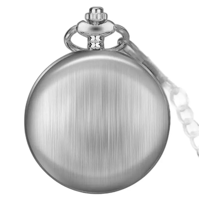 Glatte mechanische Taschenuhr mit römischen Ziffern und silberner Kette