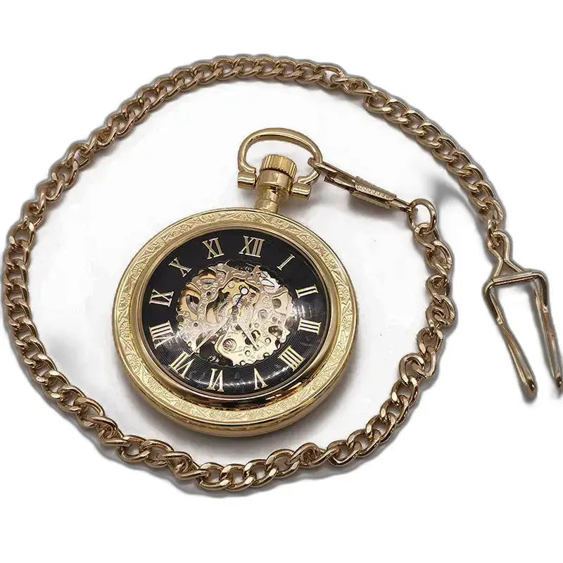 Vintage silberne mechanische Taschenuhr mit Goldkette, klassischer und eleganter Stil