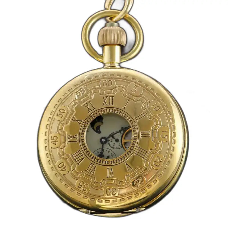Moonlight Luxus-Herrentaschenuhr mit goldenen römischen Ziffern