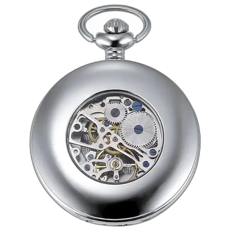 Luxuriöse blaue Taschenuhr mit mechanischem Uhrwerk und silbernem Gehäuse