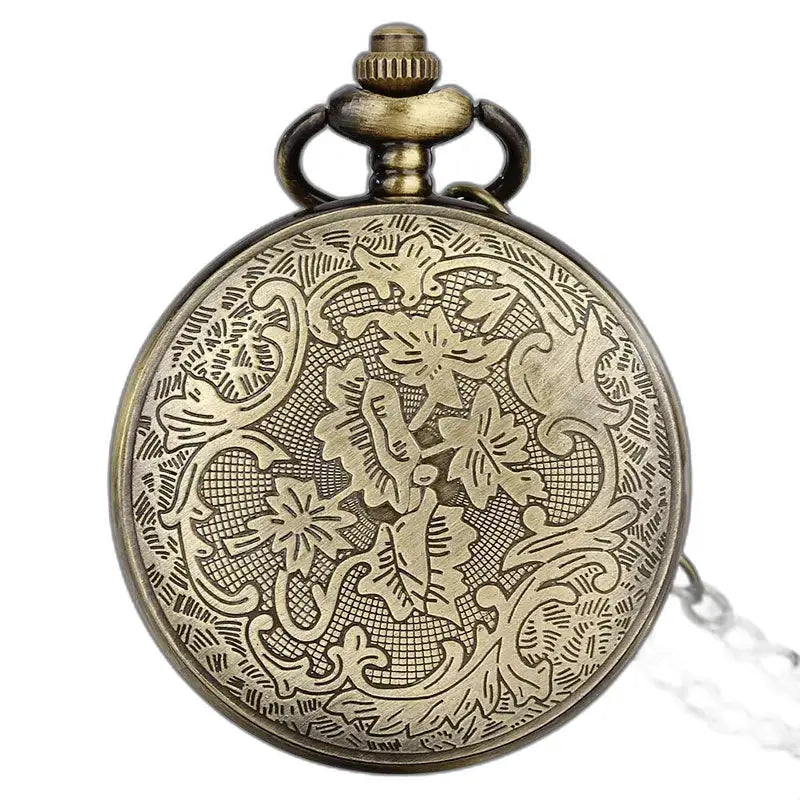 Vintage Mandala Bronze-Halsketten-Taschenuhr mit einem eleganten, verzierten Bronze-Zifferblatt
