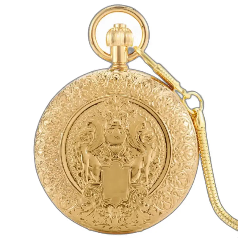 Doppelte goldene Majesty-Chic-Taschenuhr mit getönter Goldkette
