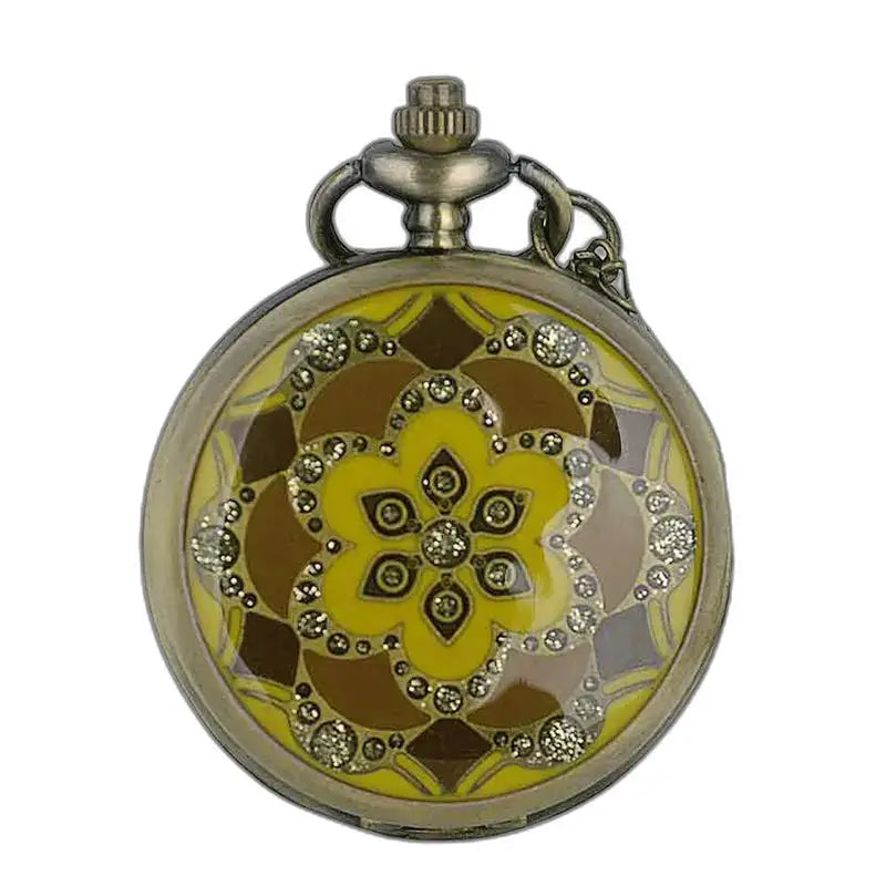 Ladybug Yellow Orange Diamonds Damentaschenuhr mit Mustern in Gelb und Braun