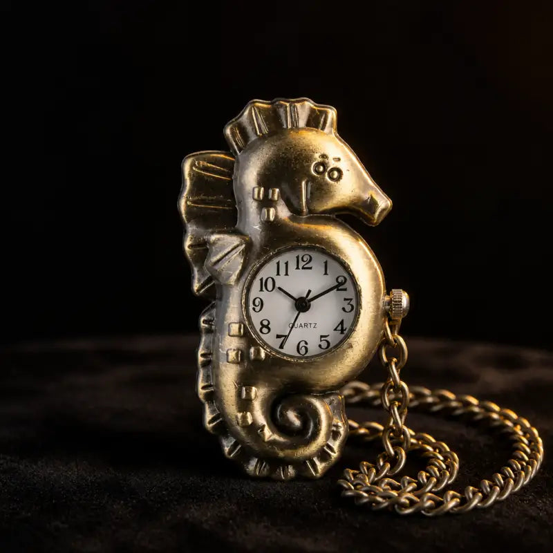 Seepferdchen-Quarz-Taschenuhr für Damen