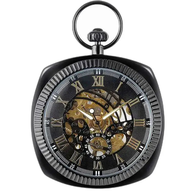 Moderne Herrentaschenuhr mit mechanischem Mechanismus, zeitlose Eleganz in Schwarz
