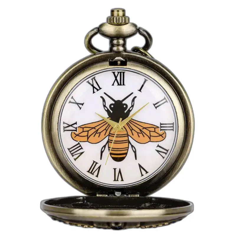 Schmetterlings-Quarz-Taschenuhr mit antiker Taschenuhr und Bienen-Design