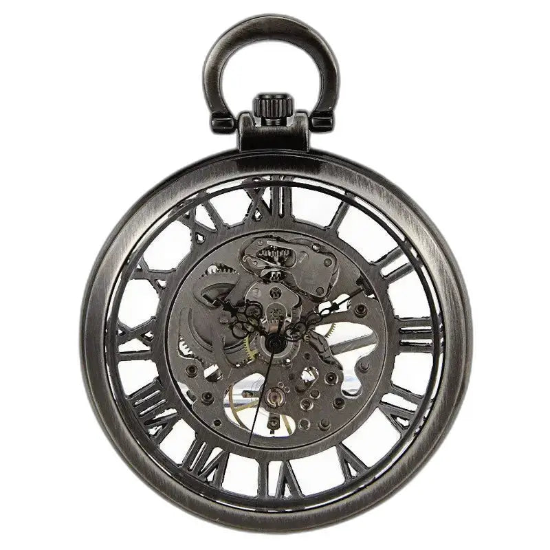 Automatische Skelett-Taschenuhr für Herren und Damen mit eleganten römischen Ziffern