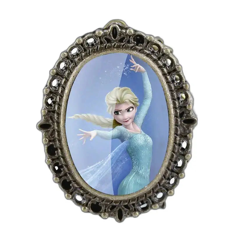 Elsa-Anhänger im verzierten Rahmen Vintage-Bronze-Elsa-Anhängeruhr